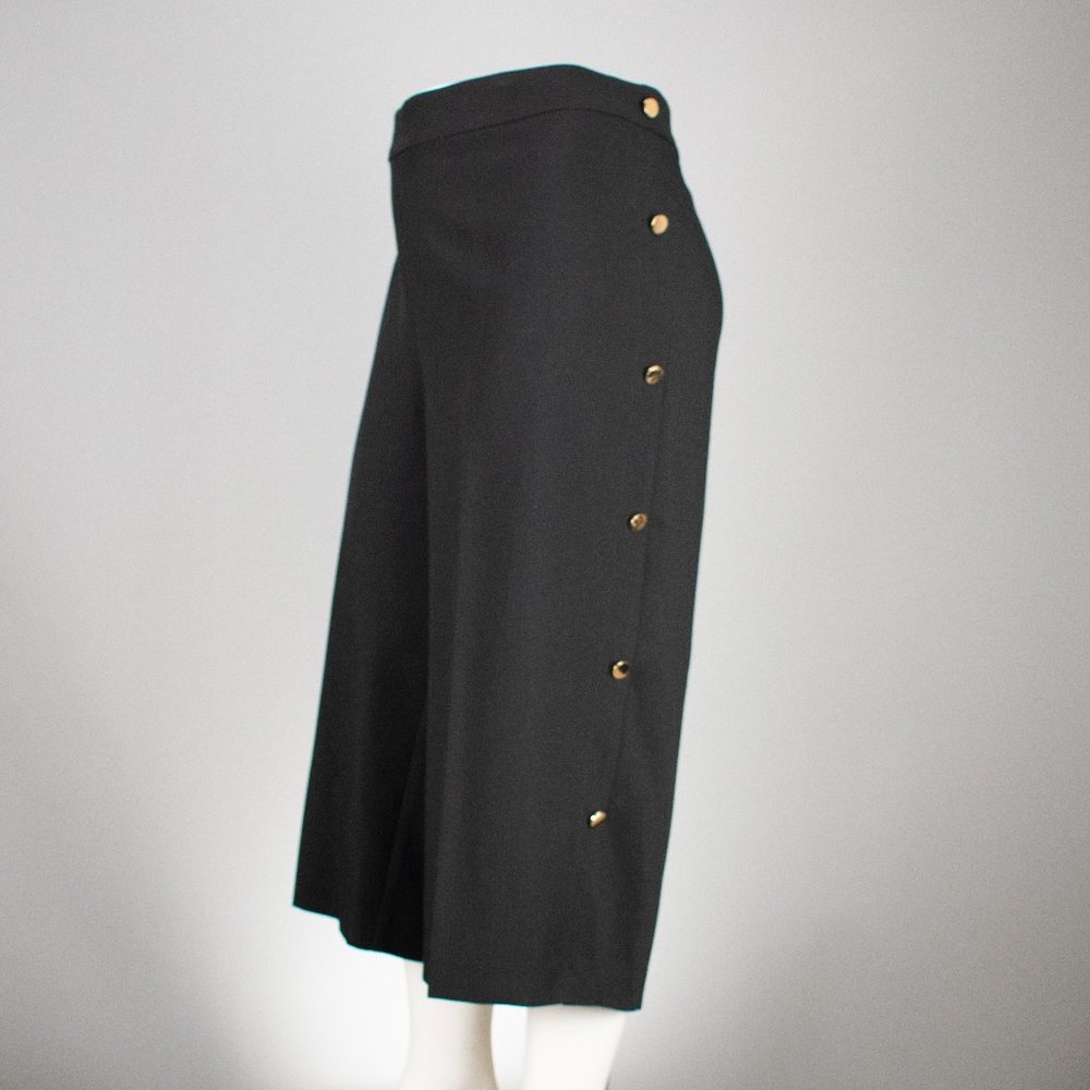LOFT‎ Plus Wide Leg Culotte Pants Women Black Gold Side Button Sailor Size 24